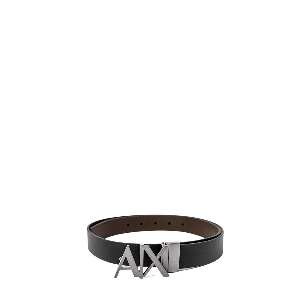 Armani Exchange Men's Black Polyurethane Belt with AX Logo Buckle