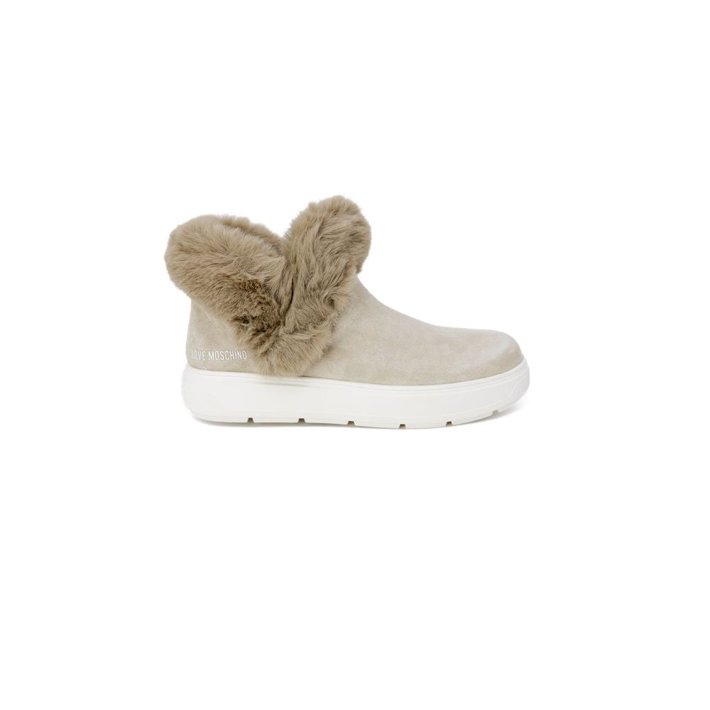 Love Moschino Beige Leather Chunky Sneakers