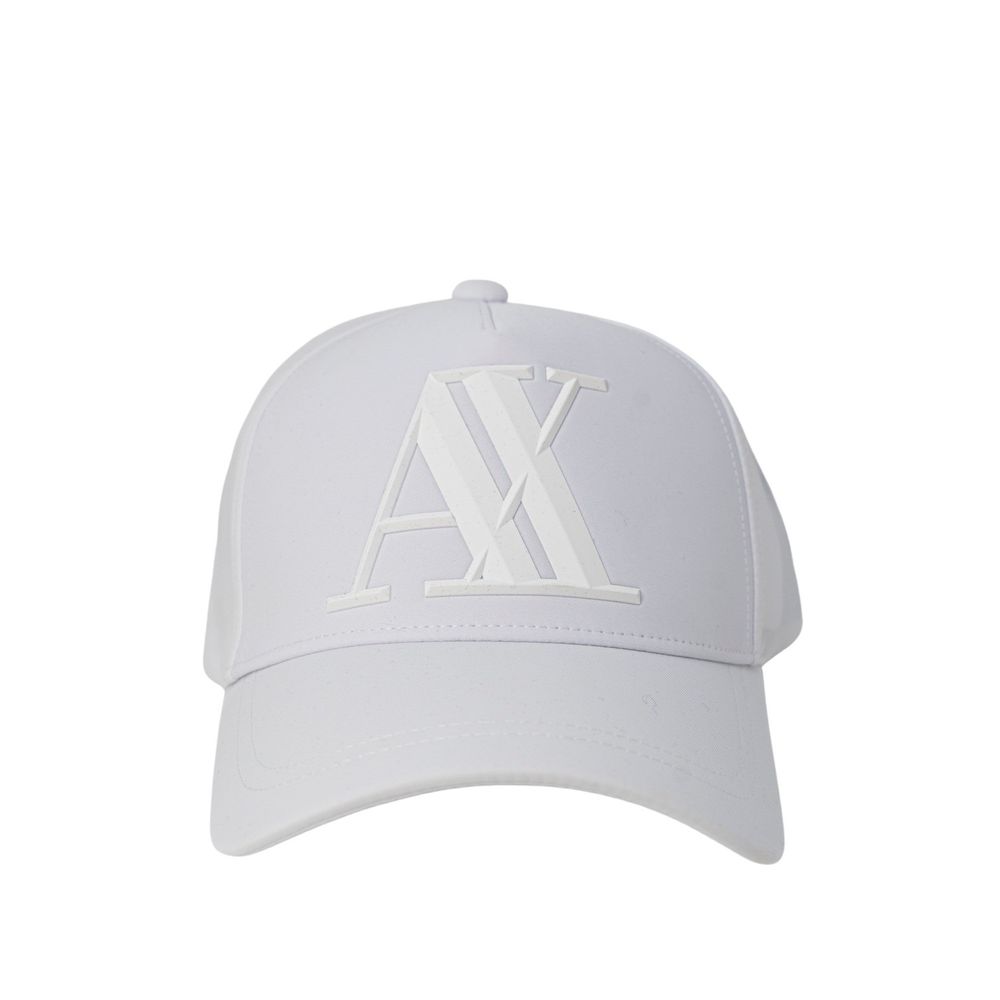 Armani Exchange Men's White Cotton Baseball Cap with AX Logo