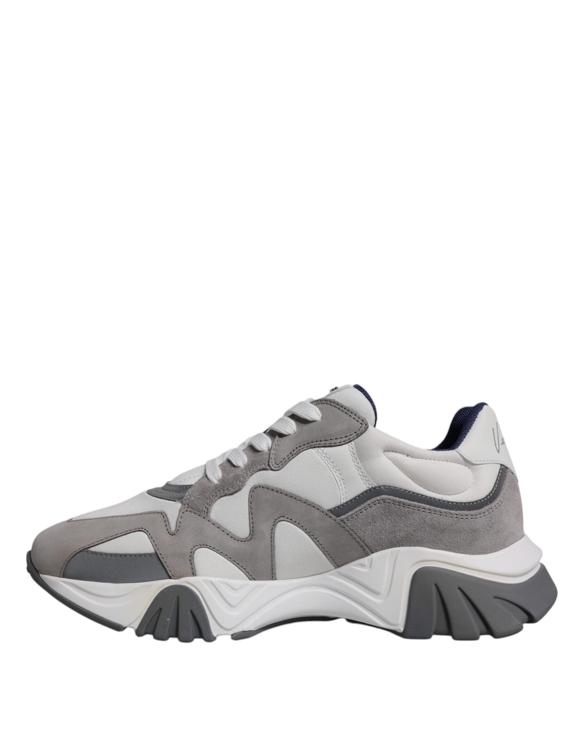 Versace Squalo Low Top Chunky Sneakers in Grey Leather and Neoprene