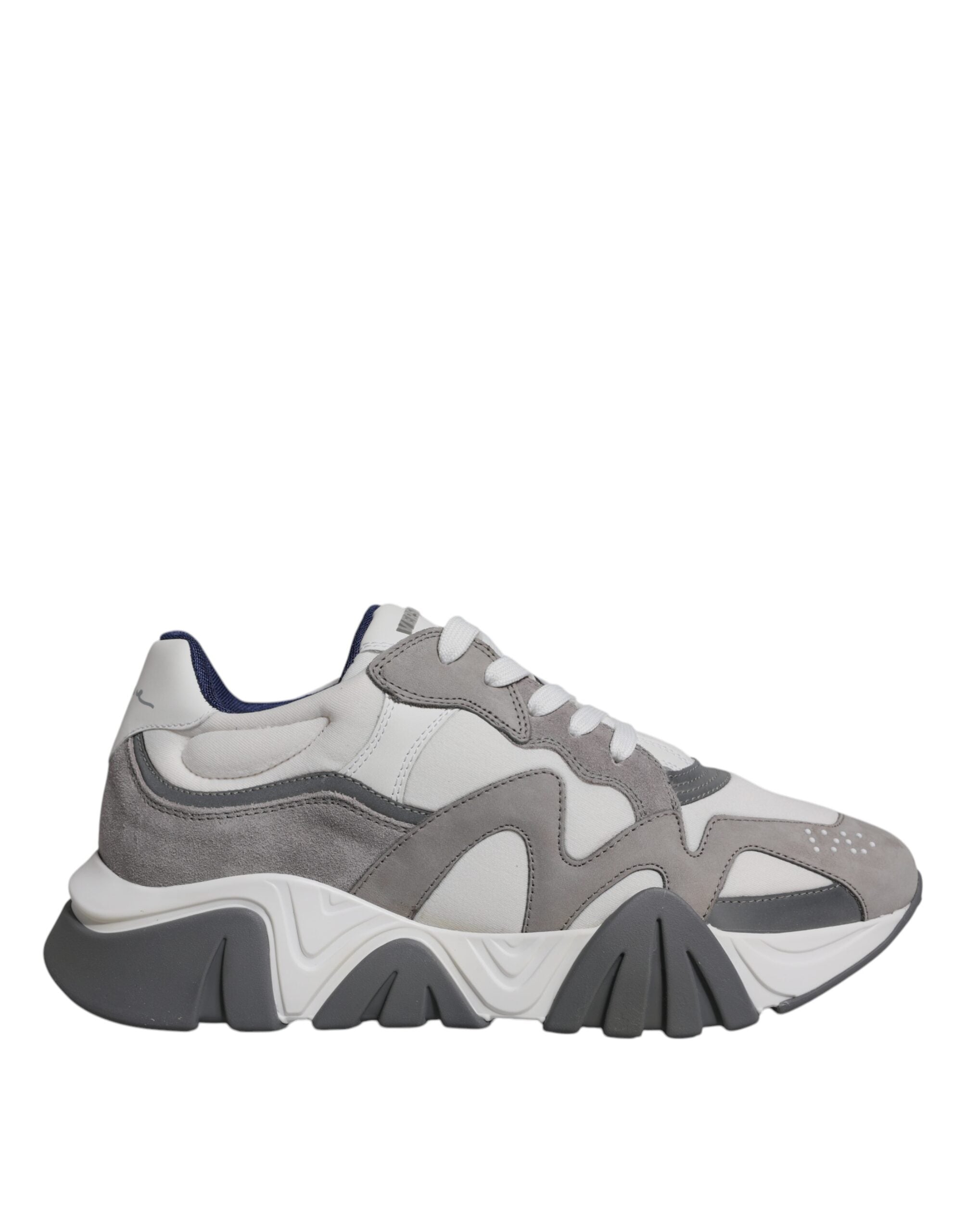 Versace Squalo Low Top Chunky Sneakers in Grey Leather and Neoprene