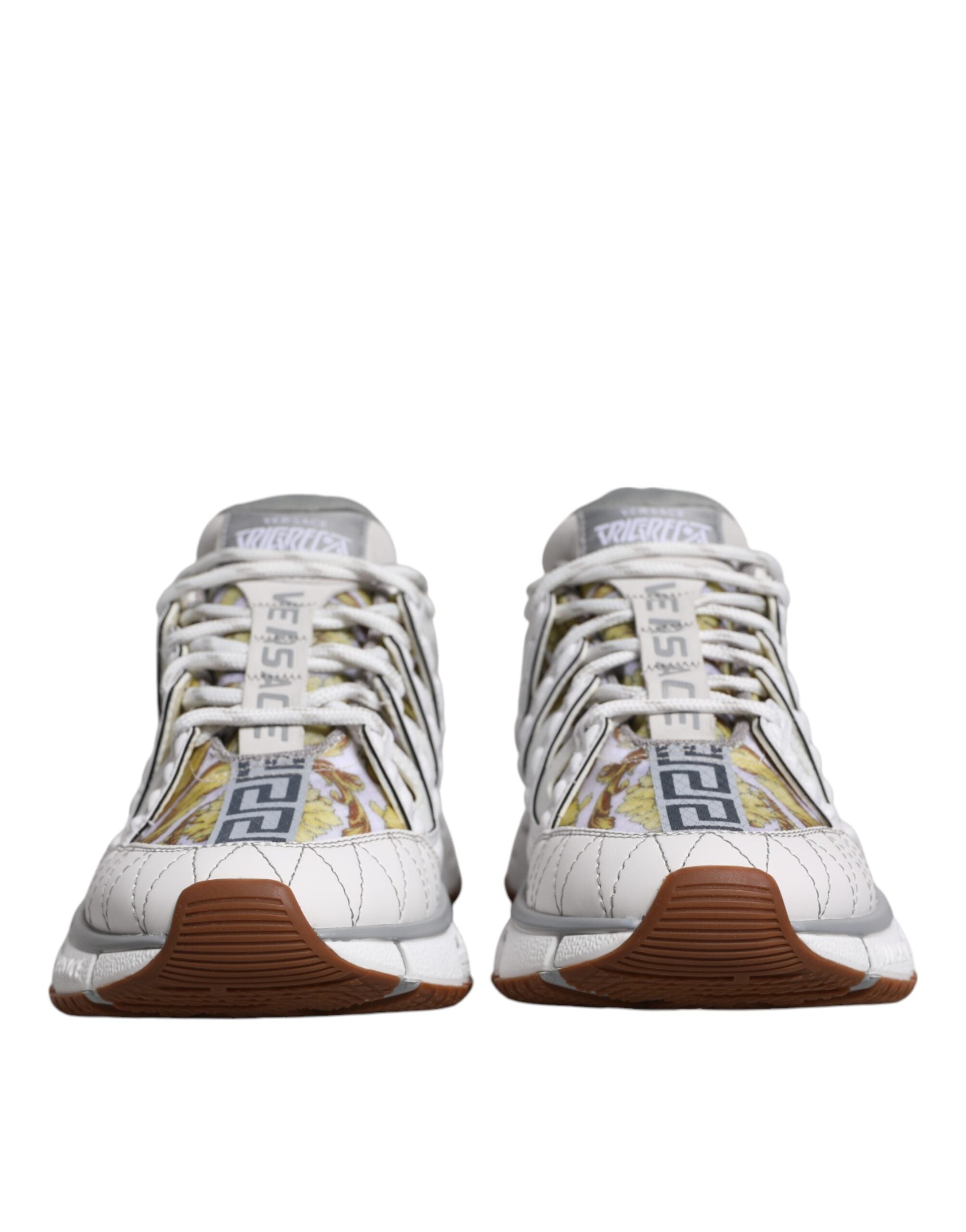 Versace Trigreca Barocco Low-Top Sneakers in White Fabric