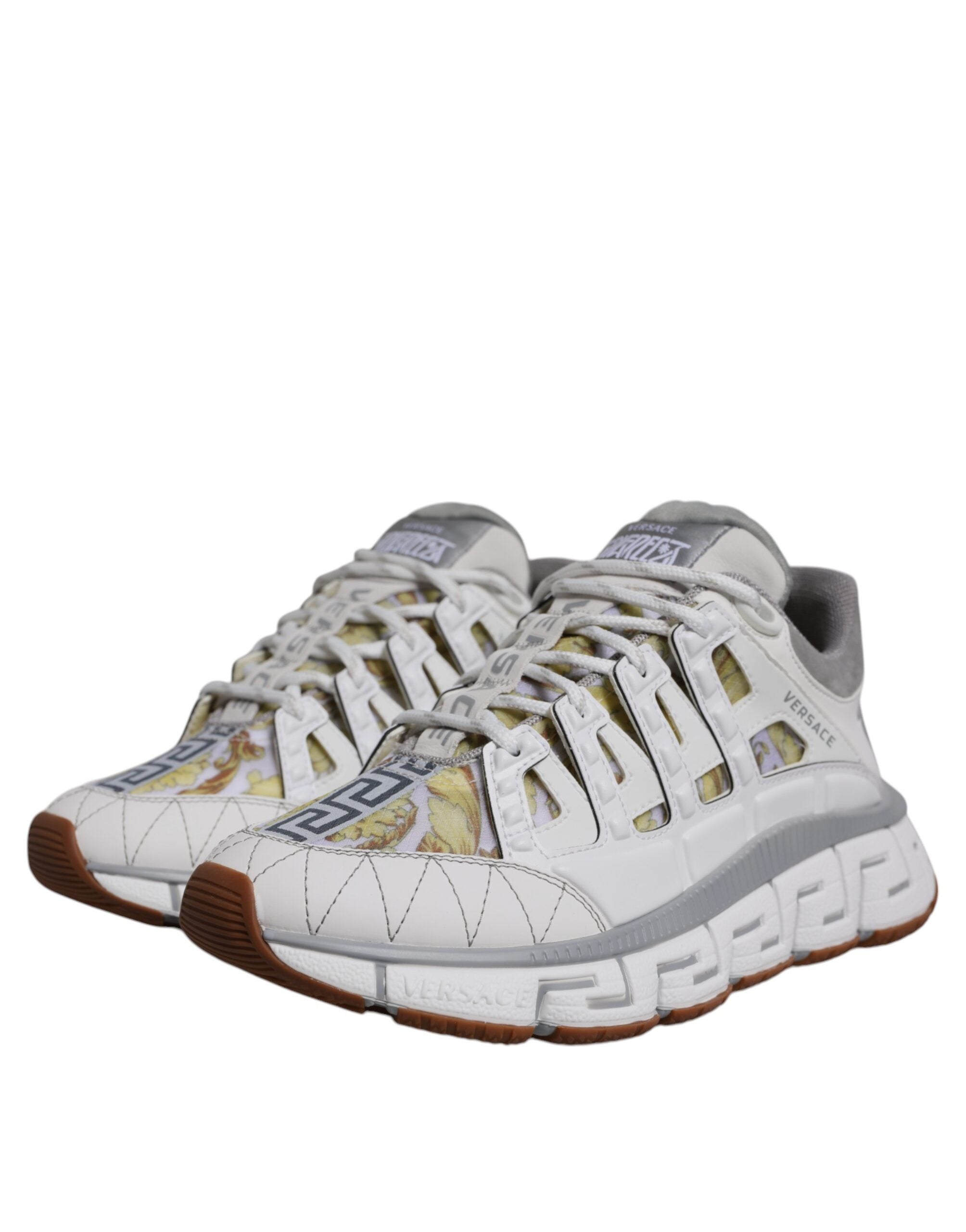 Versace Trigreca Barocco Low-Top Sneakers in White Fabric