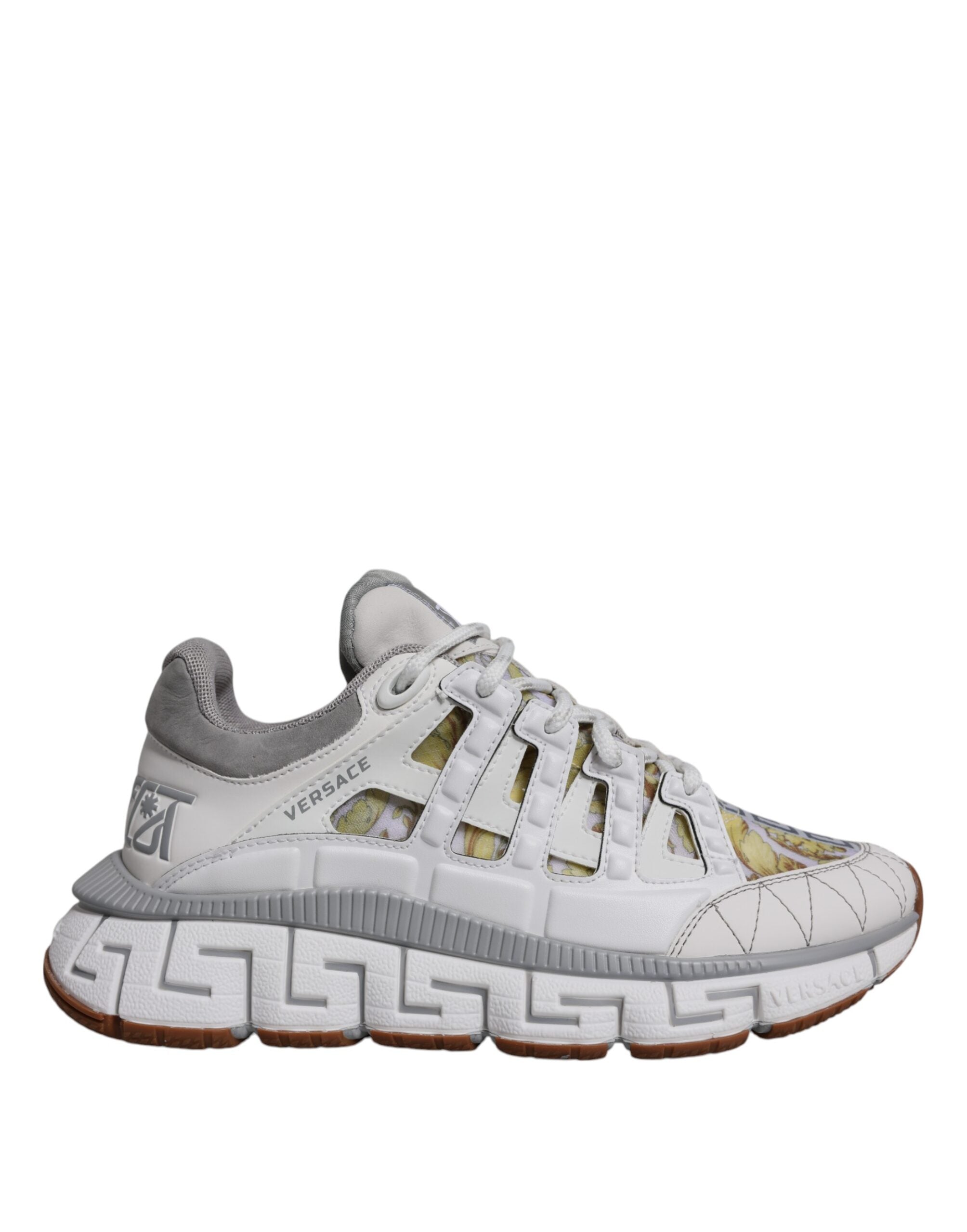Versace Trigreca Barocco Low-Top Sneakers in White Fabric