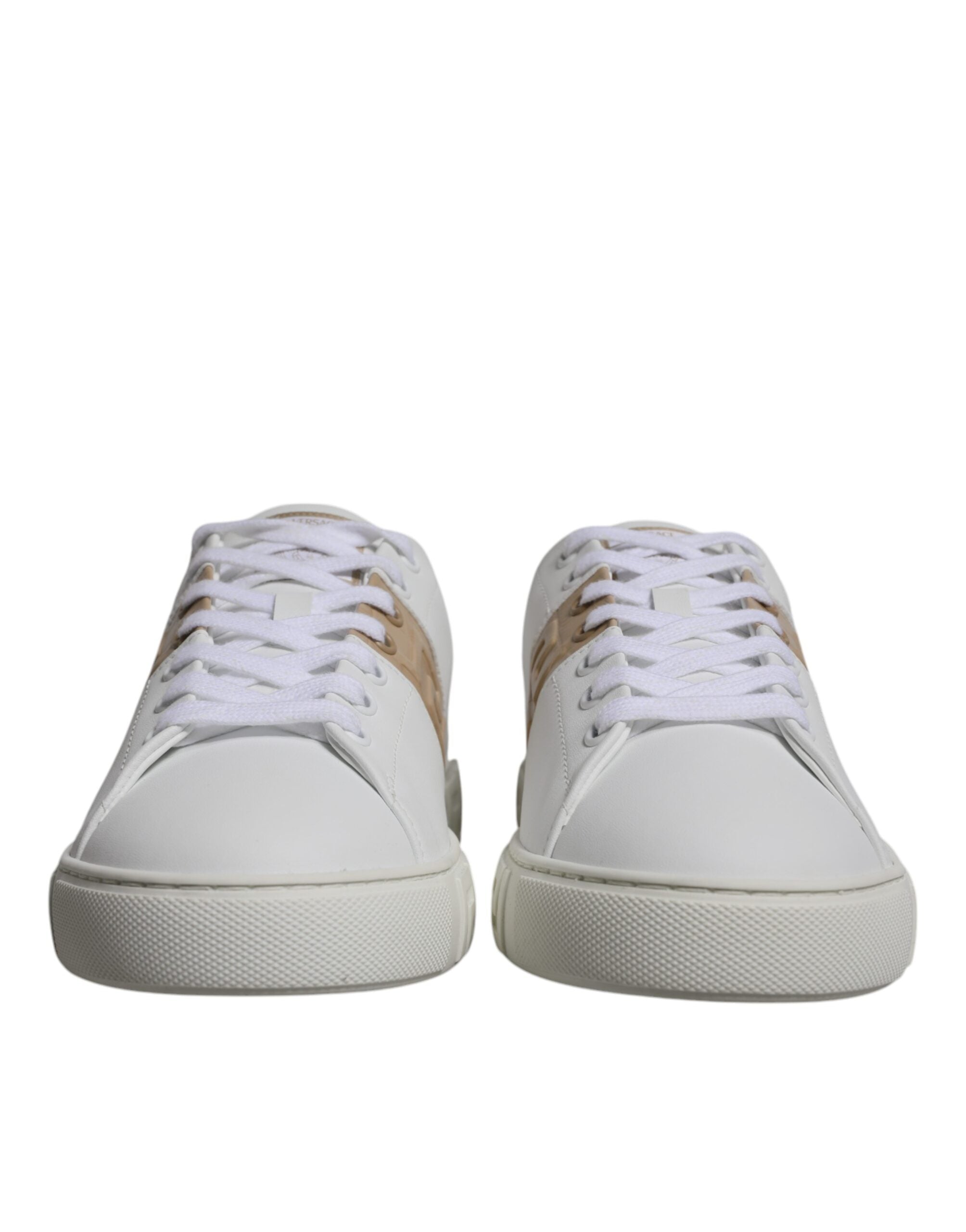 Versace Greca Low-Top Sneakers in White and Brown TPU