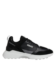 Versace Canvas Quad Medusa Low-Top Sneakers in Black/White Fabric