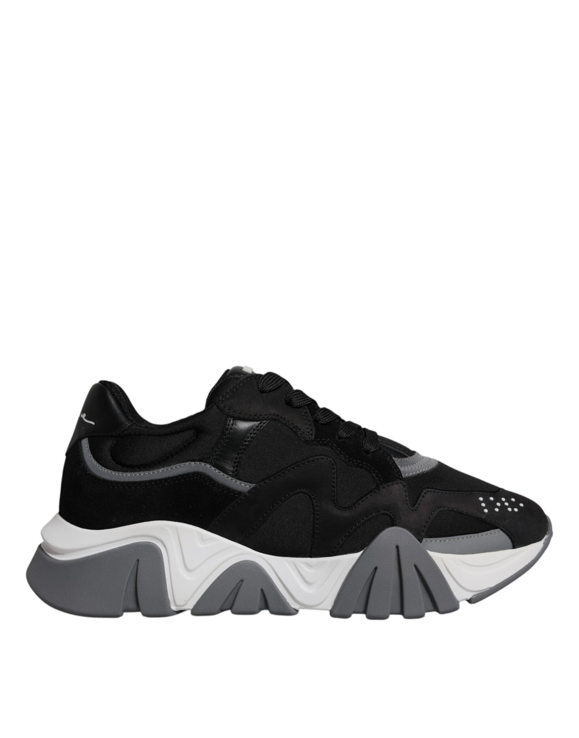 Versace Squalo Low Top Chunky Sneakers in Black Leather and Neoprene