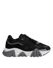 Versace Squalo Low Top Chunky Sneakers in Black Leather and Neoprene