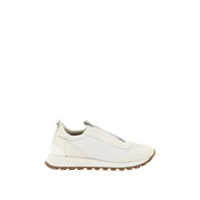 Brunello Cucinelli Sneakers Slip-On Donna in Nylon/Pelle, Dettagli Jewel e Suede