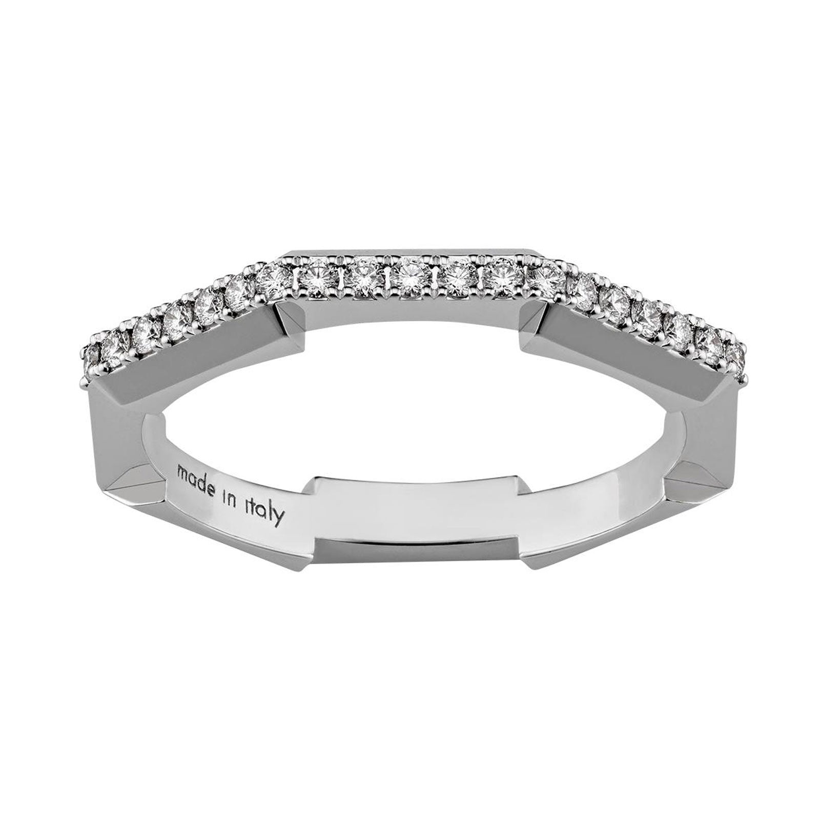 Gucci Link to Love Diamond Band Ring in 18k White Gold