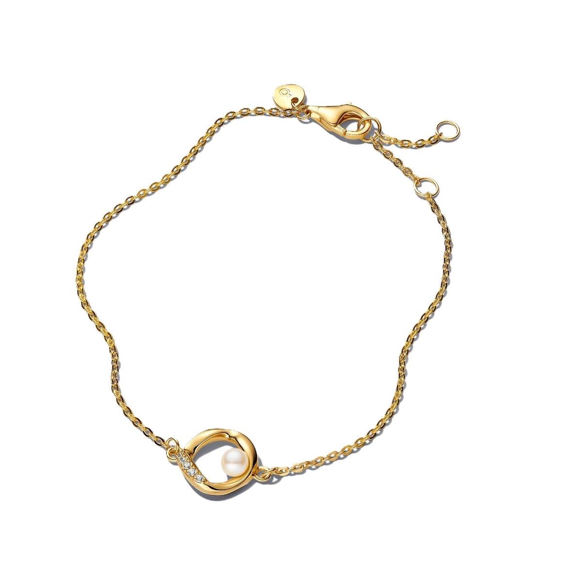 Bracciale Catena Gourmette Logo Oro Giallo Lunghezza 18 cm 563830C01-18