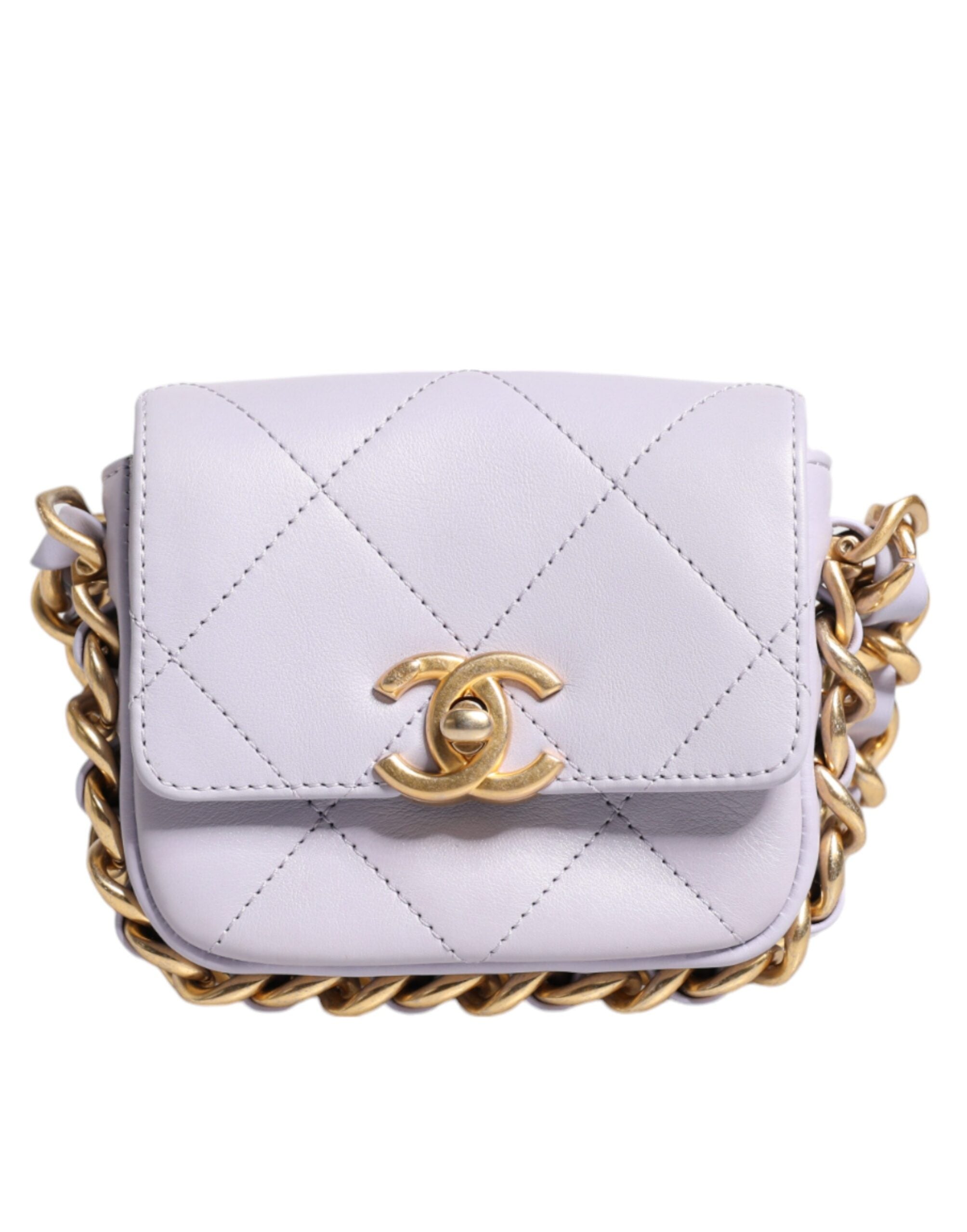 Chanel Blue Quilted Calfskin Framing Chain Flap Mini Crossbody Bag