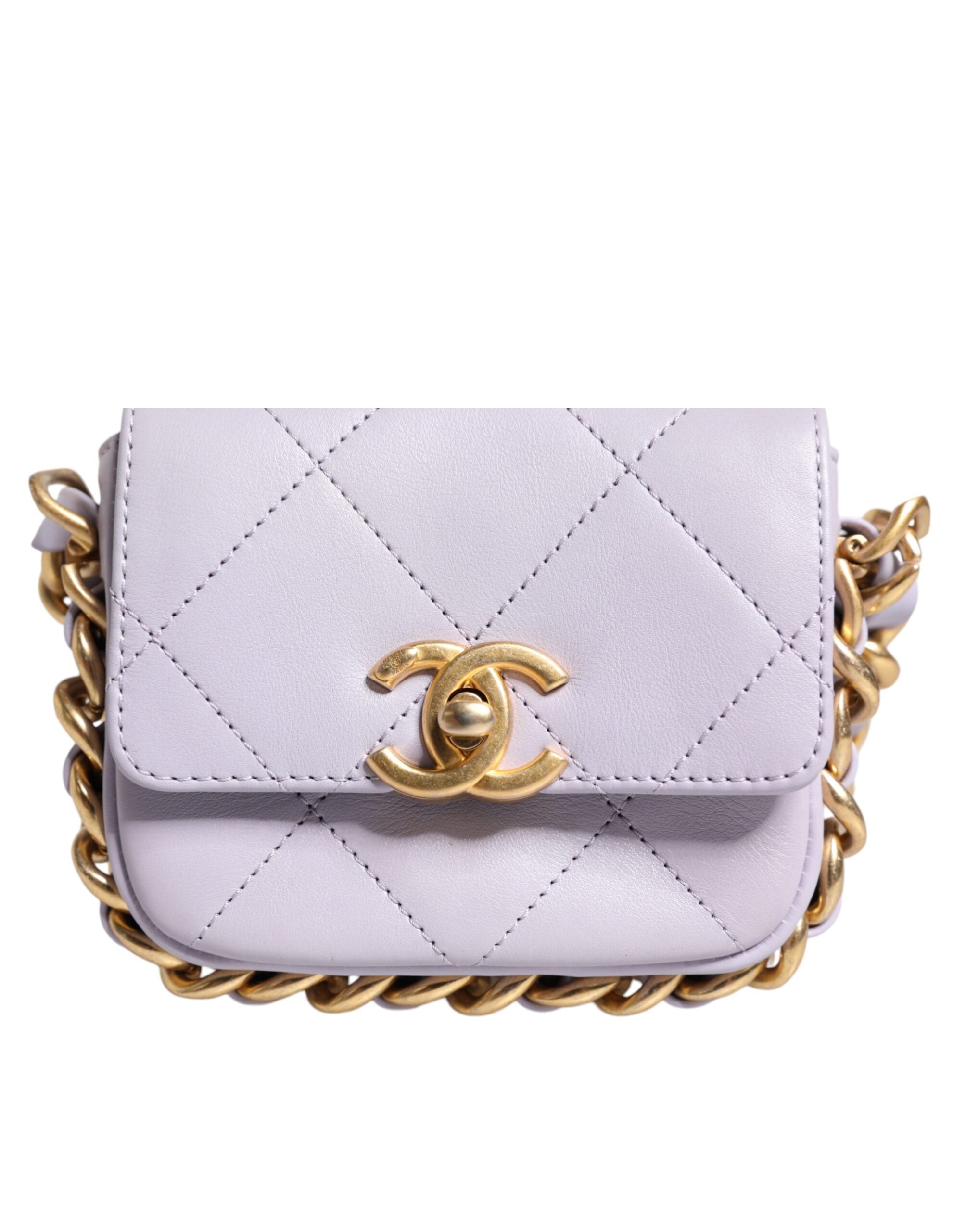 Chanel Blue Quilted Calfskin Framing Chain Flap Mini Crossbody Bag