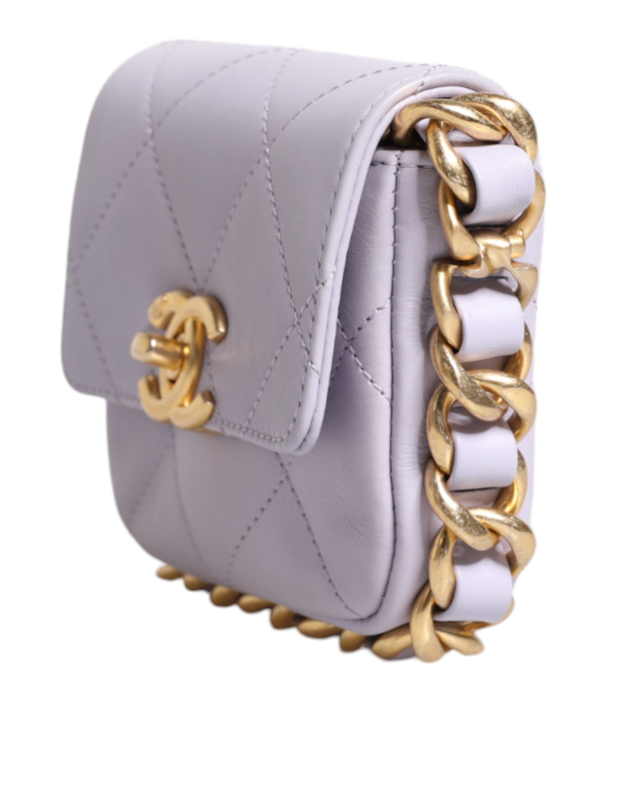 Chanel Blue Quilted Calfskin Framing Chain Flap Mini Crossbody Bag