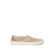 Dior Slip-On Loafers in Beige Suede, Leather Inserts and Rubber Sole