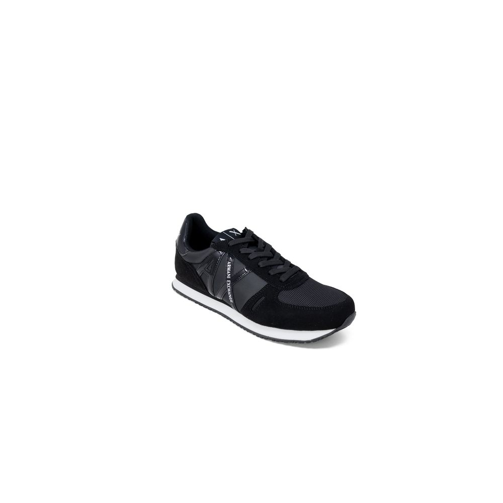 Armani Exchange Unisex Low Sneakers in Black Mesh and Faux Leather