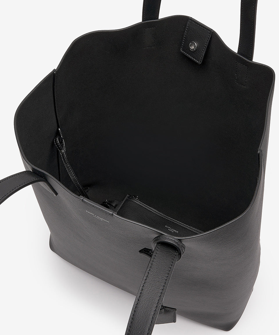 Saint Laurent Bold Black Leather Men's Shopping Bag