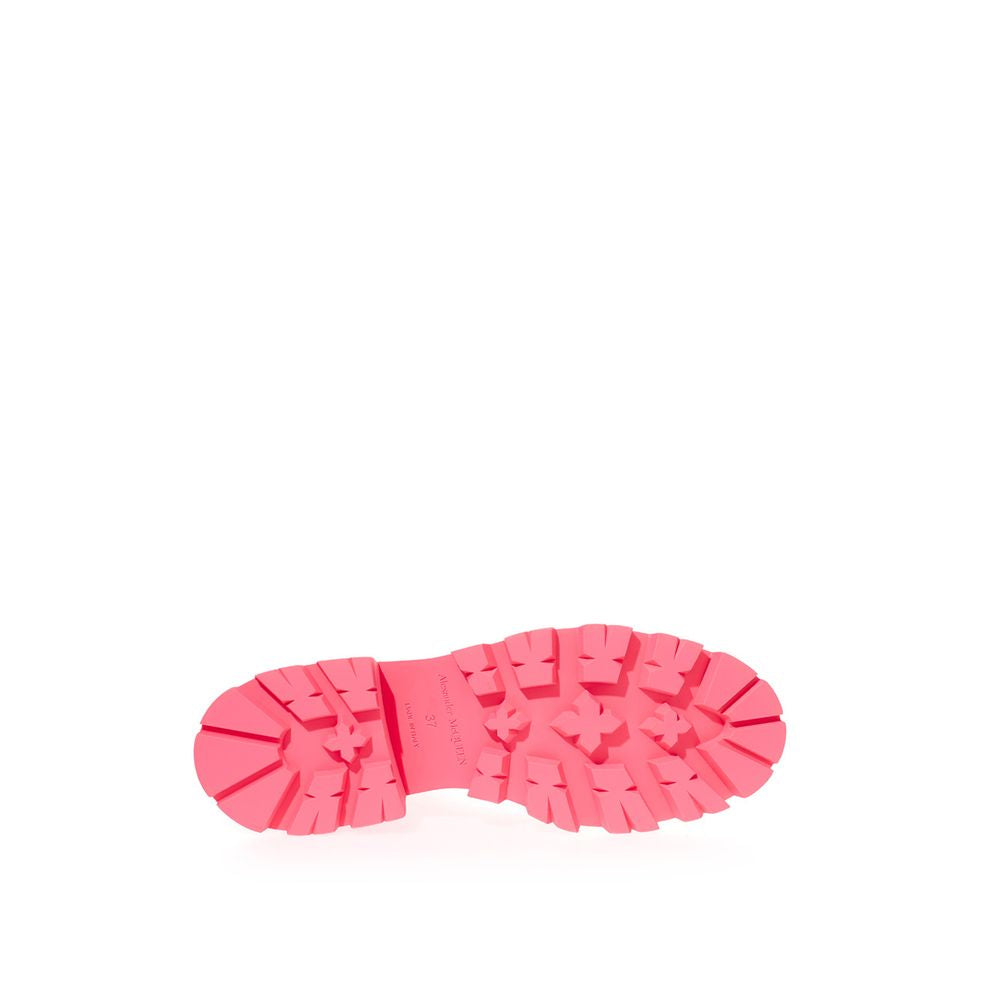 Alexander McQueen Brushed Leather Chelsea Boot with Fluorescent Pink Sole