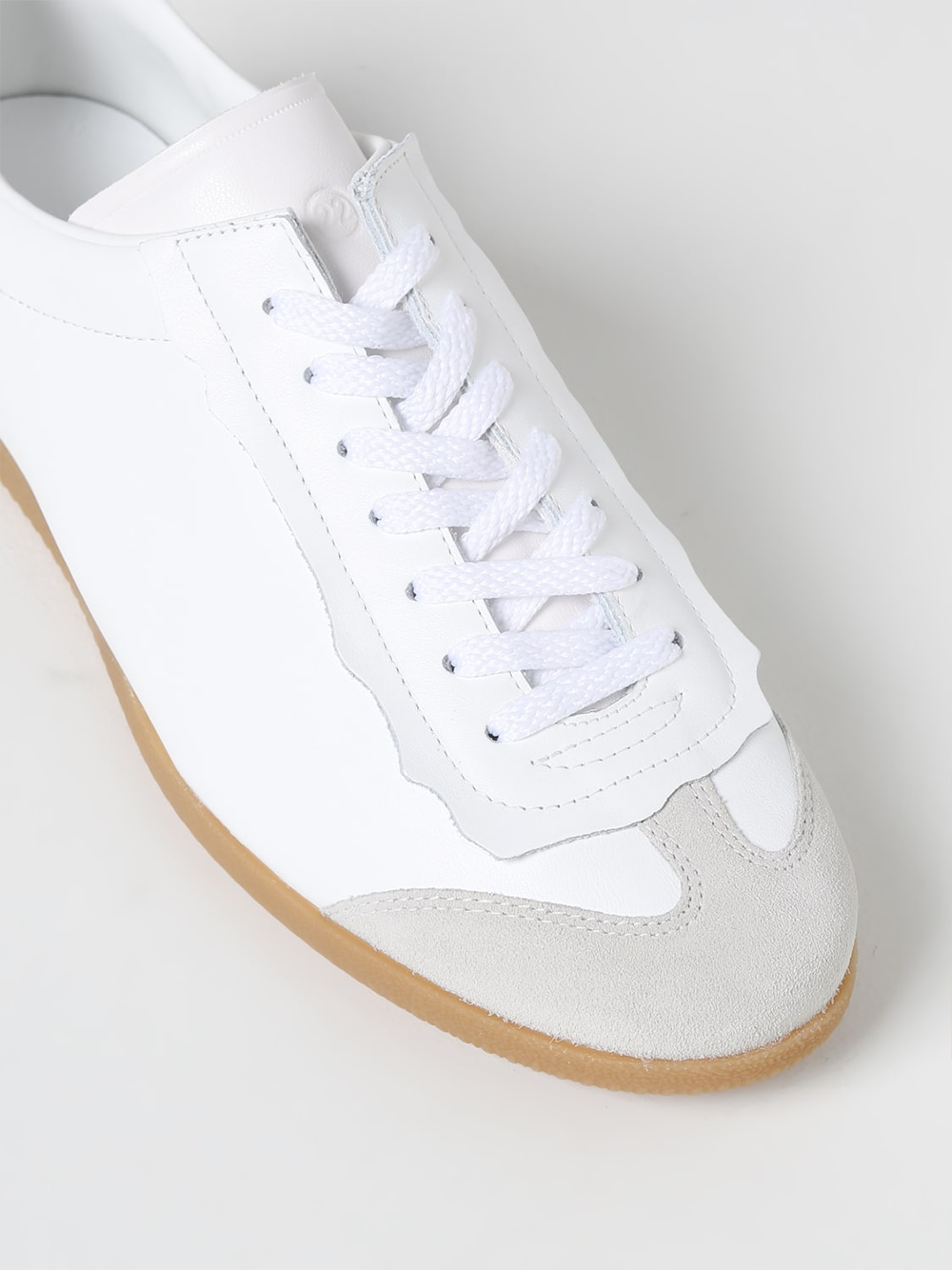 Maison Margiela Replica Featherlight Low-Top Sneakers in White Leather and Suede