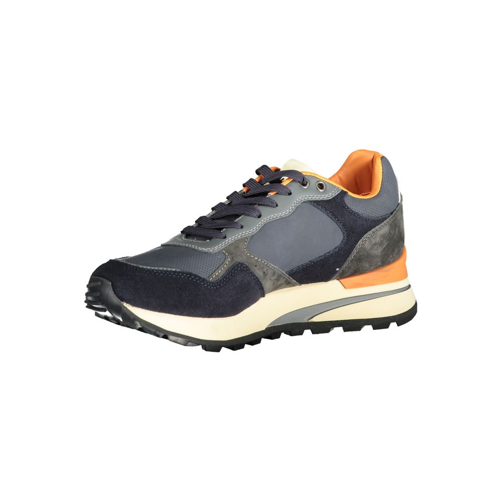 Blauer Men's Blue Leather Sneakers with Contrasting Details and Removable Insole