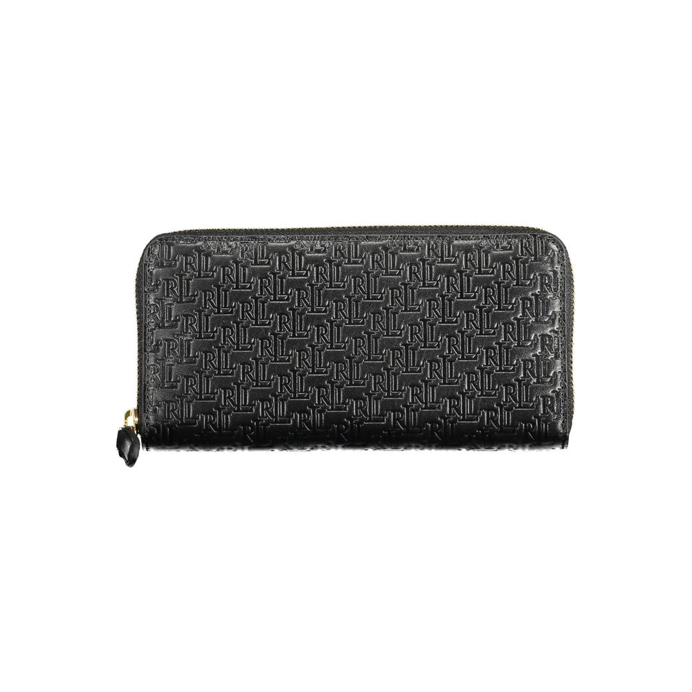 Lauren Ralph Lauren Zip Around Wallet Organizer in Black Leather