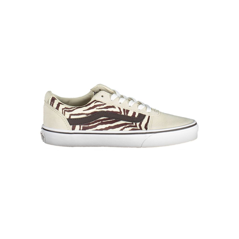 Vans Low Top Sneakers in Beige Leather and Polyester, Contrasting Details