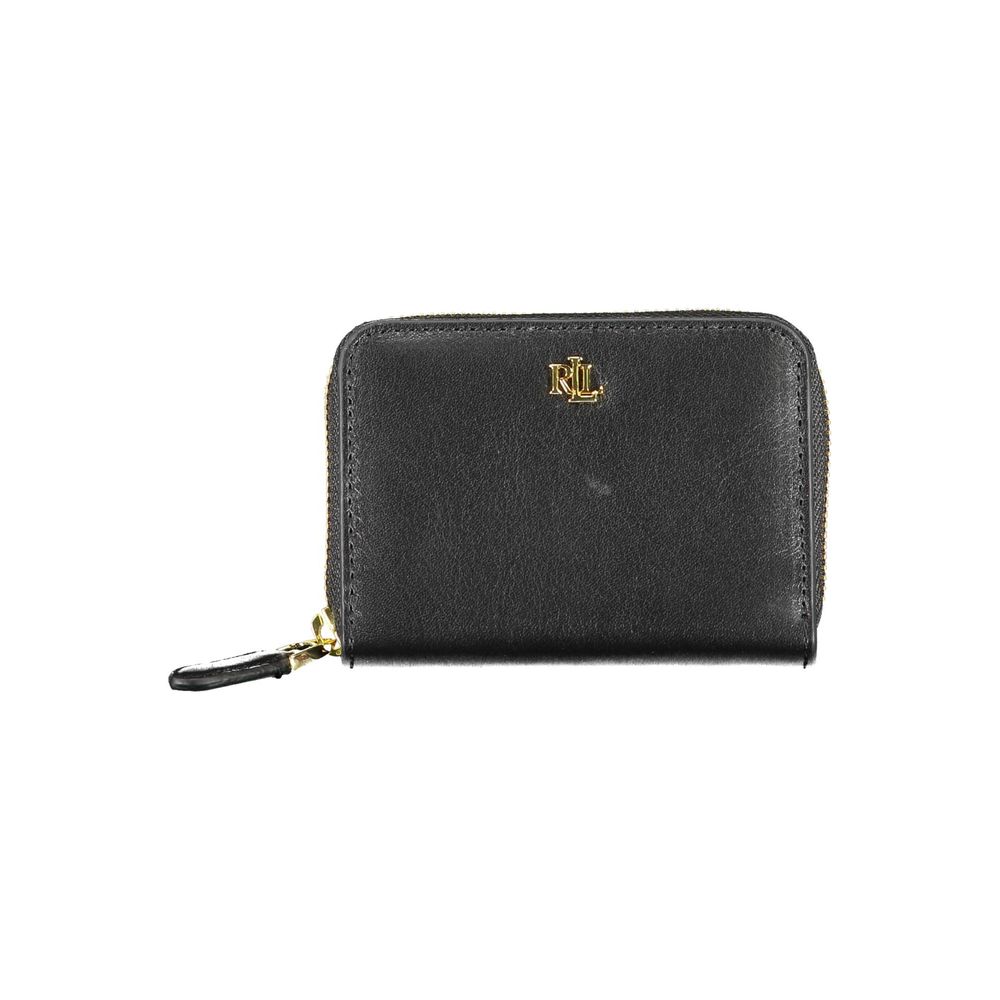Lauren Ralph Lauren Small Zip Wallet in Black Leather
