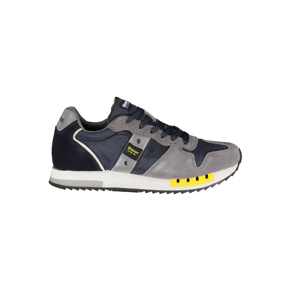 Blauer Men's Blue Leather Sneakers with Contrasting Details and Iconic Logo