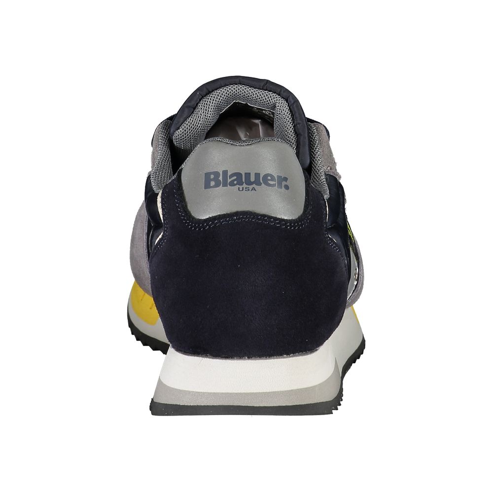 Blauer Men's Blue Leather Sneakers with Contrasting Details and Iconic Logo