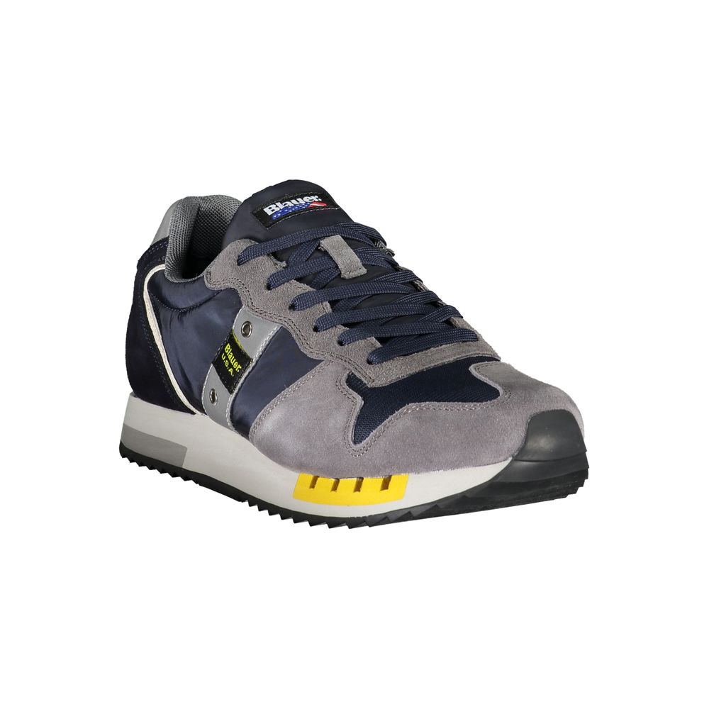 Blauer Men's Blue Leather Sneakers with Contrasting Details and Iconic Logo