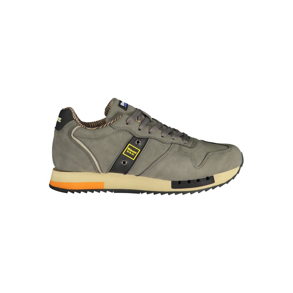 Blauer Men's Grey Sports Sneakers with Contrasting Details and Removable Insole