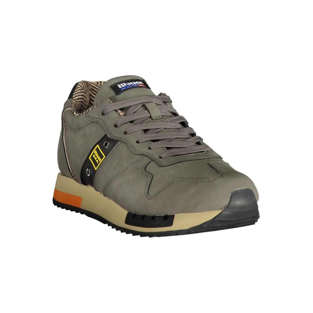 Blauer Men's Grey Sports Sneakers with Contrasting Details and Removable Insole
