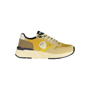 Blauer Men's Beige Polyester Sports Sneakers with Mustard Yellow Details and Logo