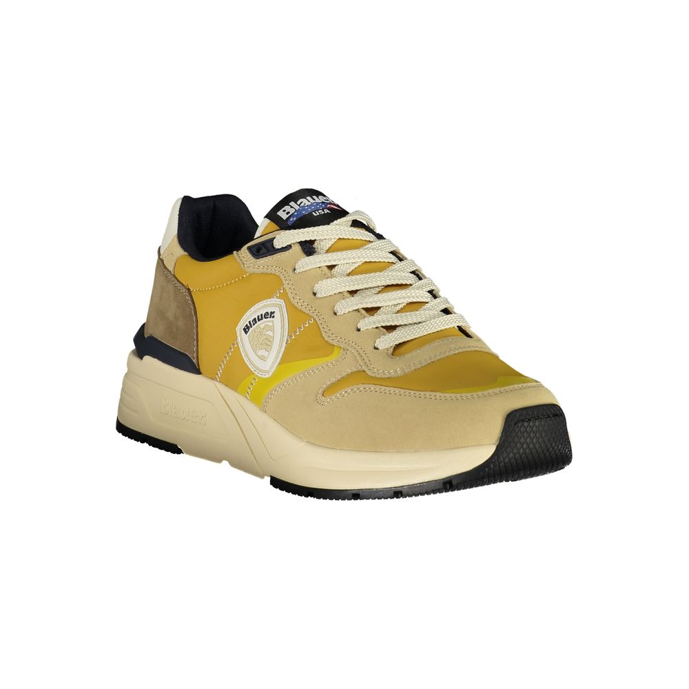 Blauer Sneakers Sportive Uomo Beige, Dettagli Giallo Mostarda e Logo