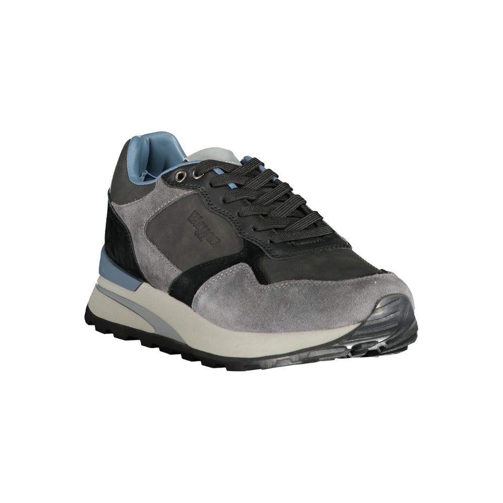 Blauer Men's Grey Sports Sneakers with Contrasting Details and Removable Insole