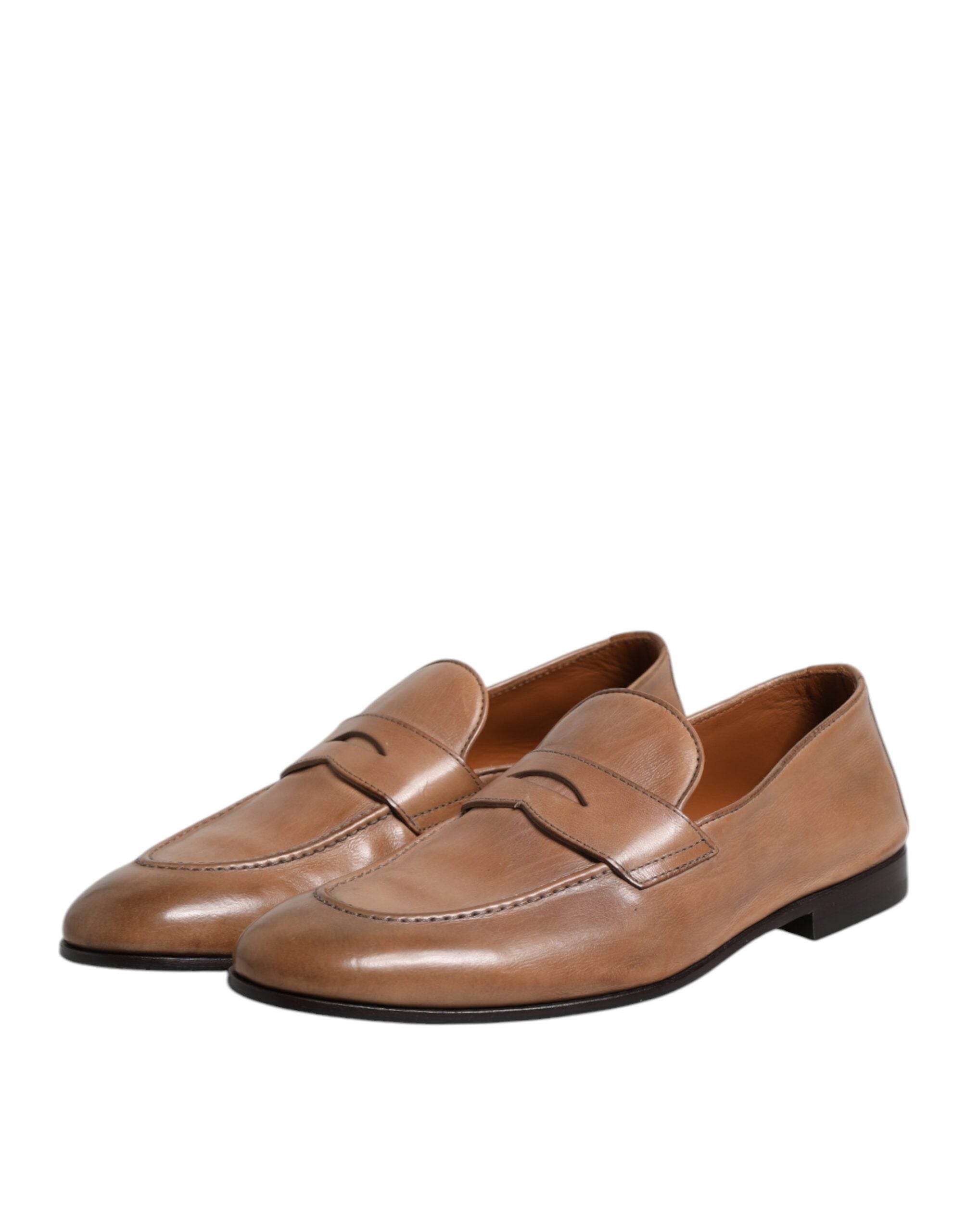 Brunello Cucinelli Men's Brown Leather Slip-On Loafers, Luxury Made in Italy