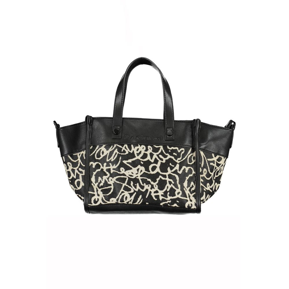 Desigual Borsa a Mano con 3 Tasche Esterne in Poliestere Nero