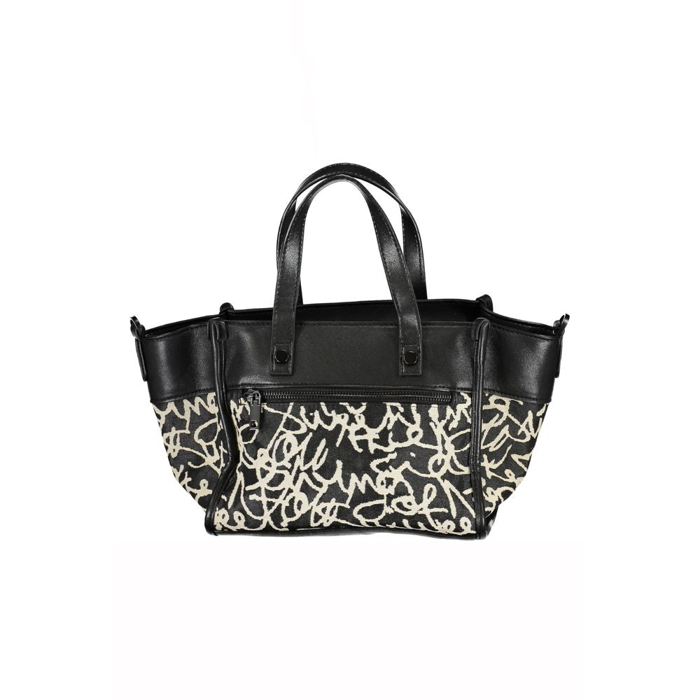 Desigual Borsa a Mano con 3 Tasche Esterne in Poliestere Nero