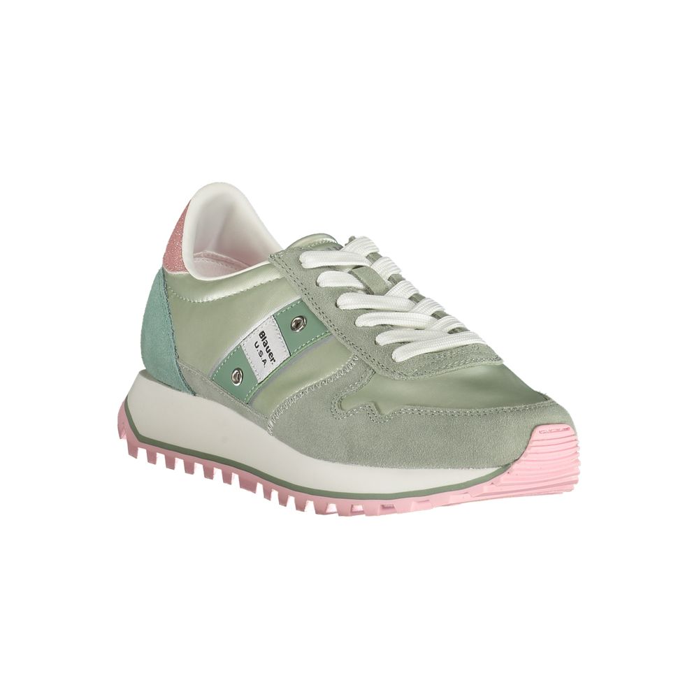 Blauer Women's Green Sports Sneakers with Pink Details and Removable Insole