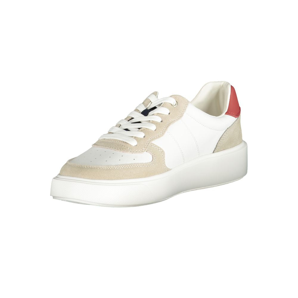 Blauer Men's White Sports Sneakers with Contrasting Details and Removable Insole