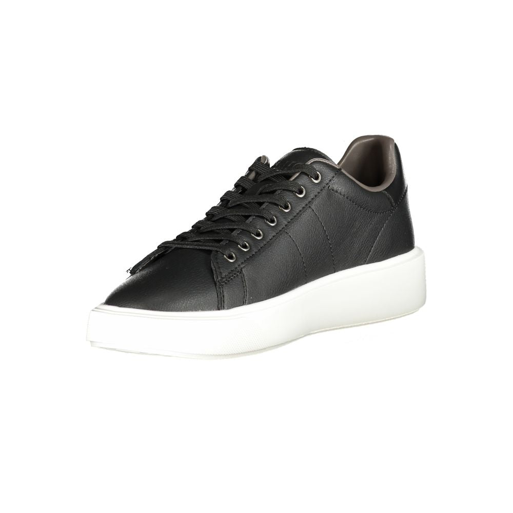 Blauer Sneakers Sportive Uomo Nere in Pelle, Dettagli a Contrasto e Print