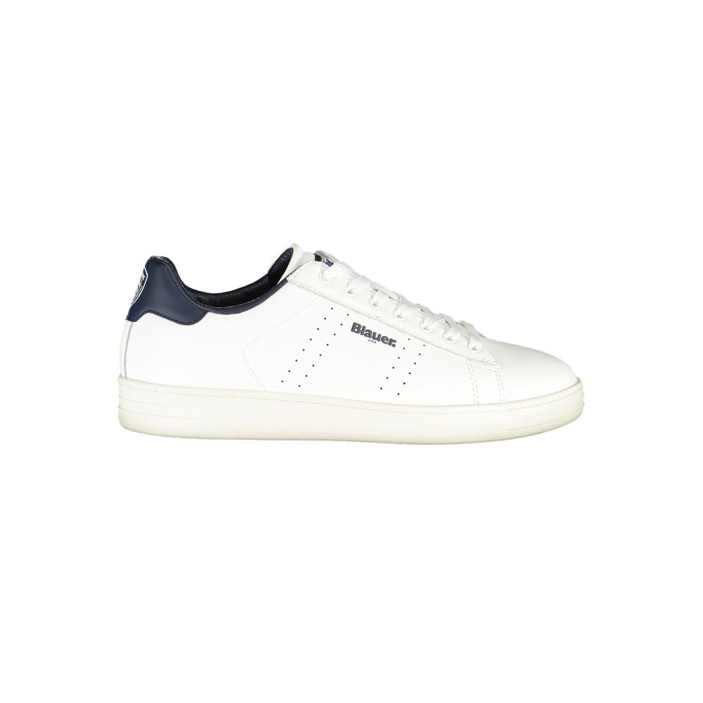 Blauer Men's White Sports Sneakers with Contrasting Blue Details and Removable Insole