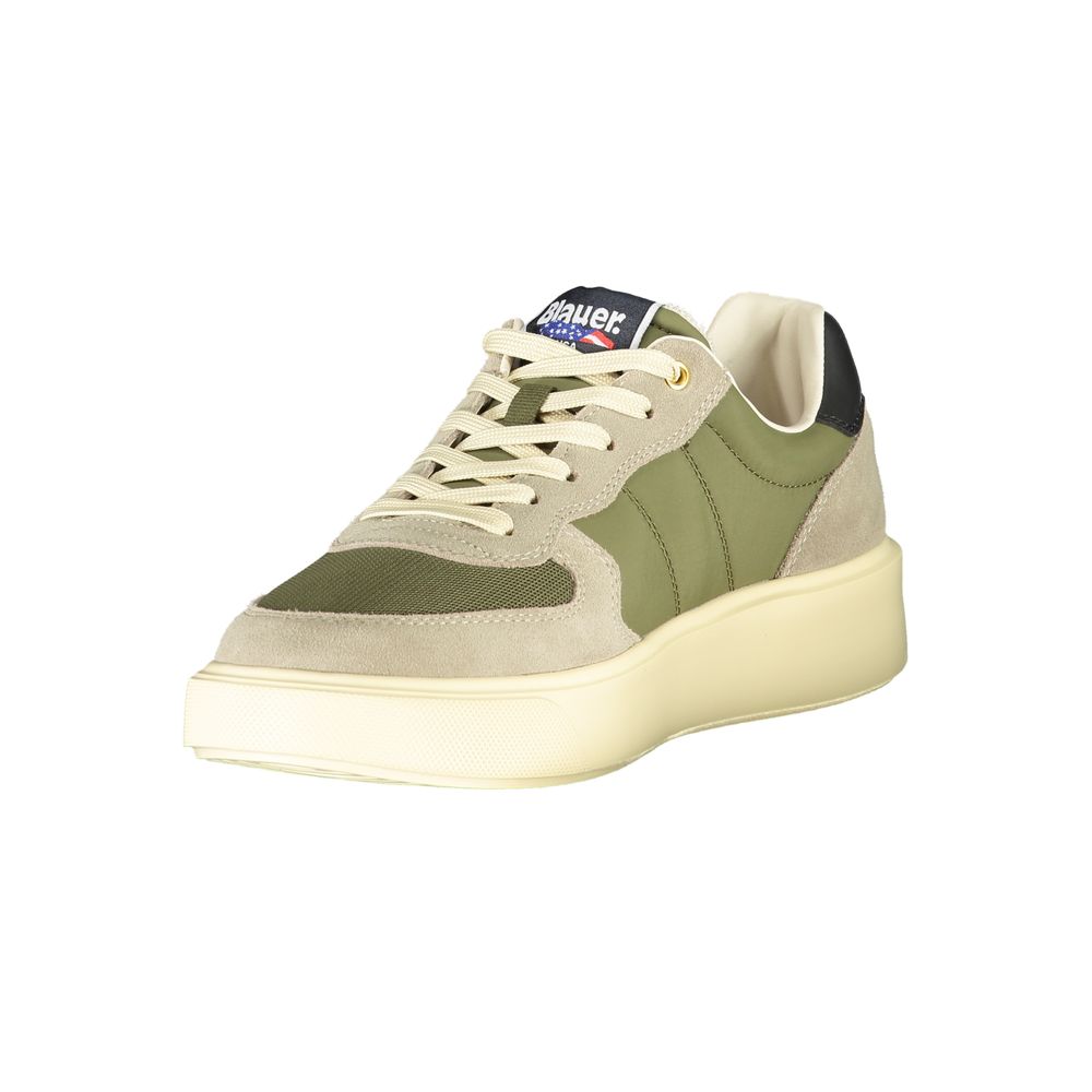 Blauer Sneakers Sportive Uomo Verdi in Pelle, Dettagli a Contrasto e Logo