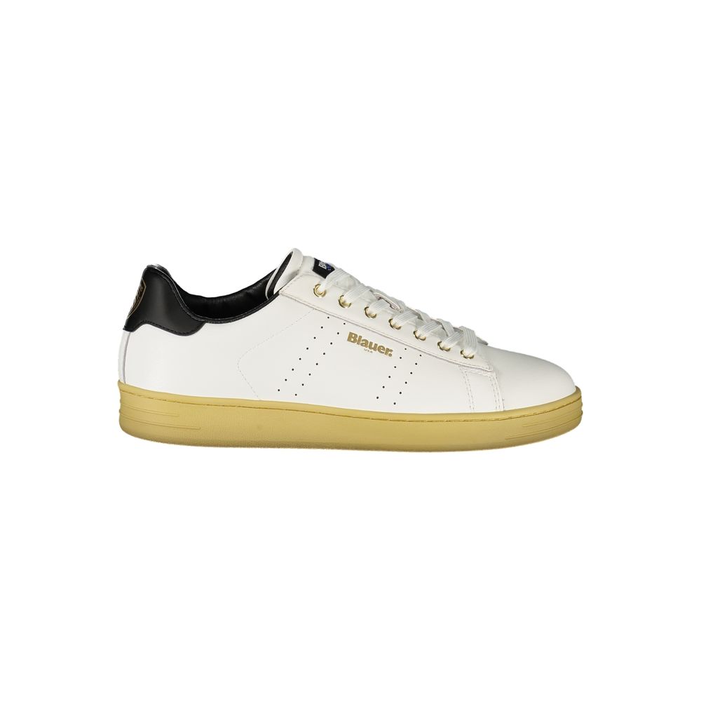 Blauer Men's White Sports Sneakers with Contrasting Black Details and Removable Insole