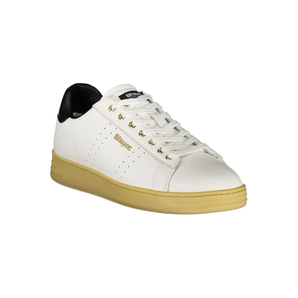 Blauer Men's White Sports Sneakers with Contrasting Black Details and Removable Insole