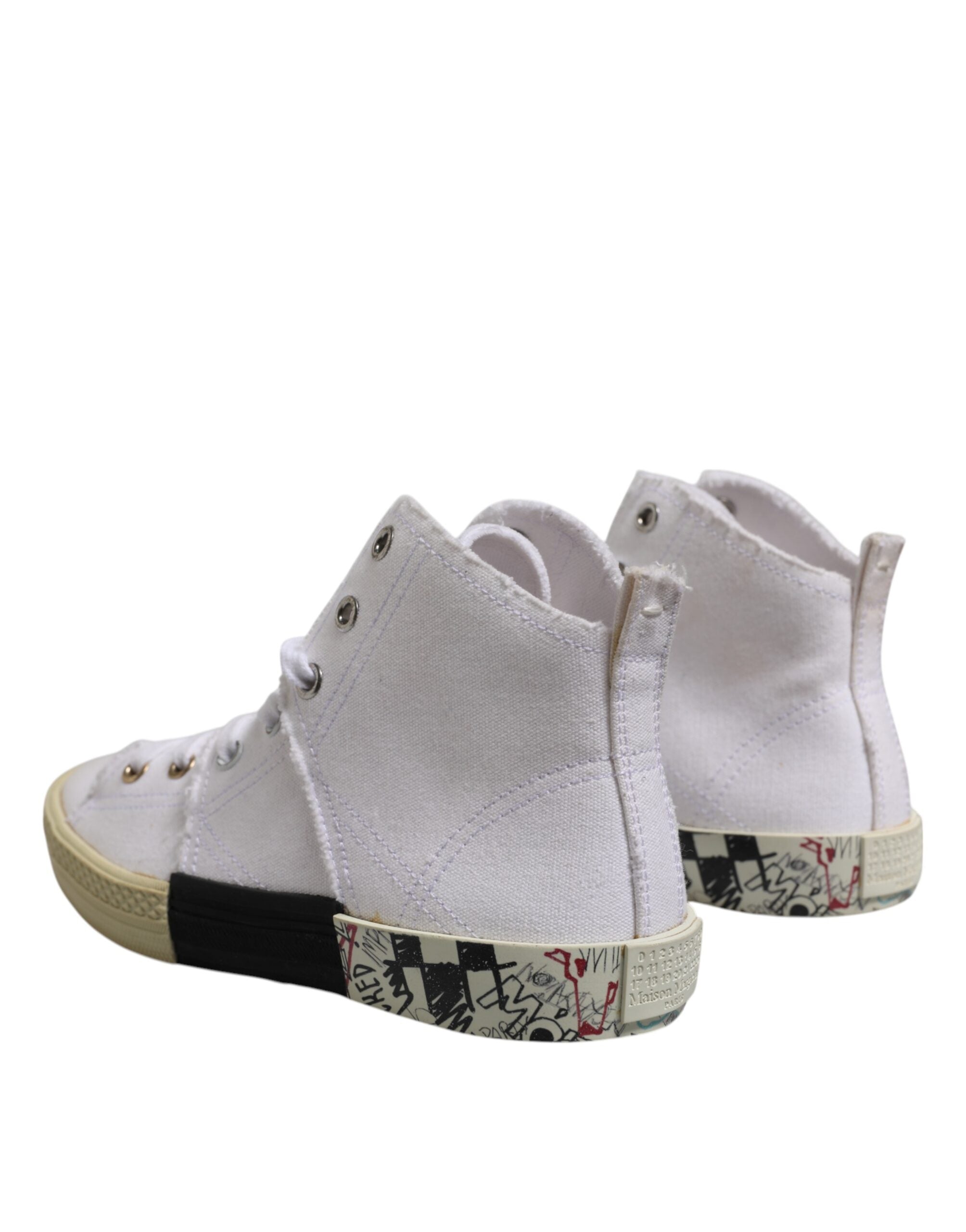 Maison Margiela Sneakers Mid Top in Canvas Bianche con Lacci