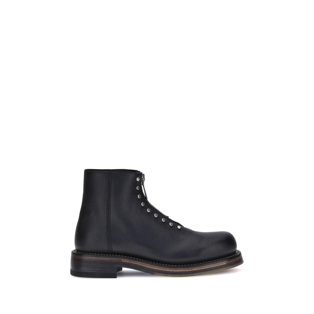 Alexander McQueen Black Calfskin Studded Ankle Boots (Zip)