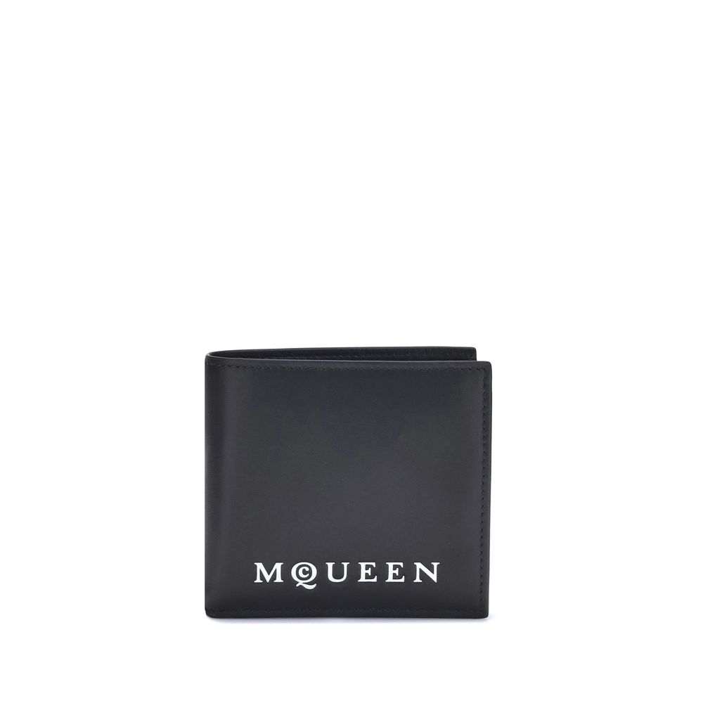 Alexander McQueen Black Calfskin Logo Bifold Wallet