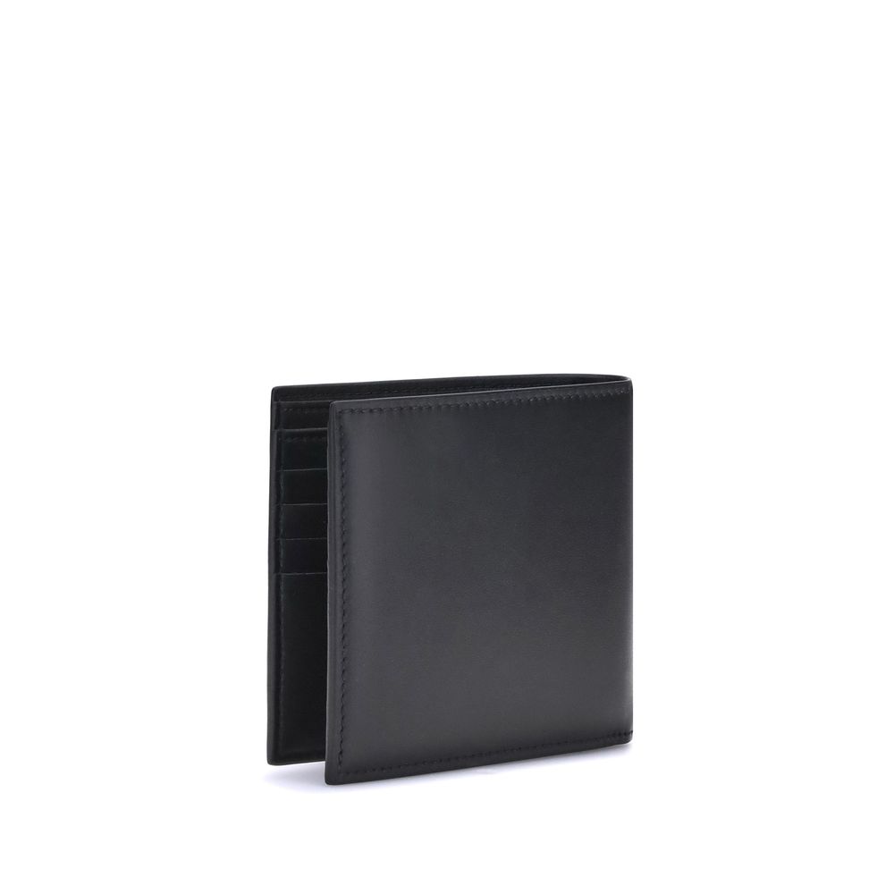 Alexander McQueen Black Calfskin Logo Bifold Wallet