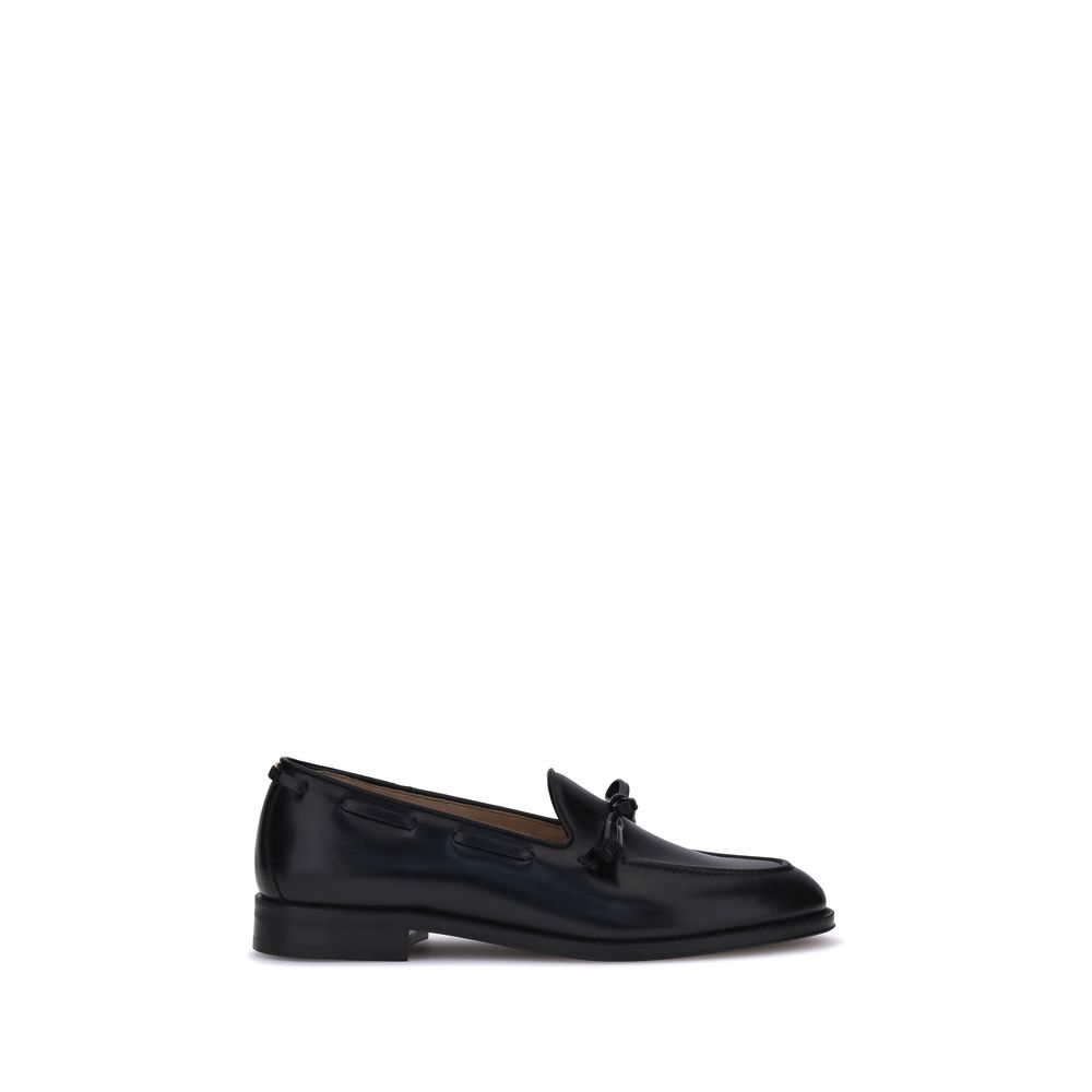 Valentino Garavani Black Bowshire Loafers in Leather VLogo Tassels AW25